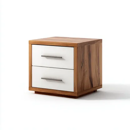 Table de chevet-bois massif-MDF-45x38x50cm-noyer-blanc-style moderne-Dengetio