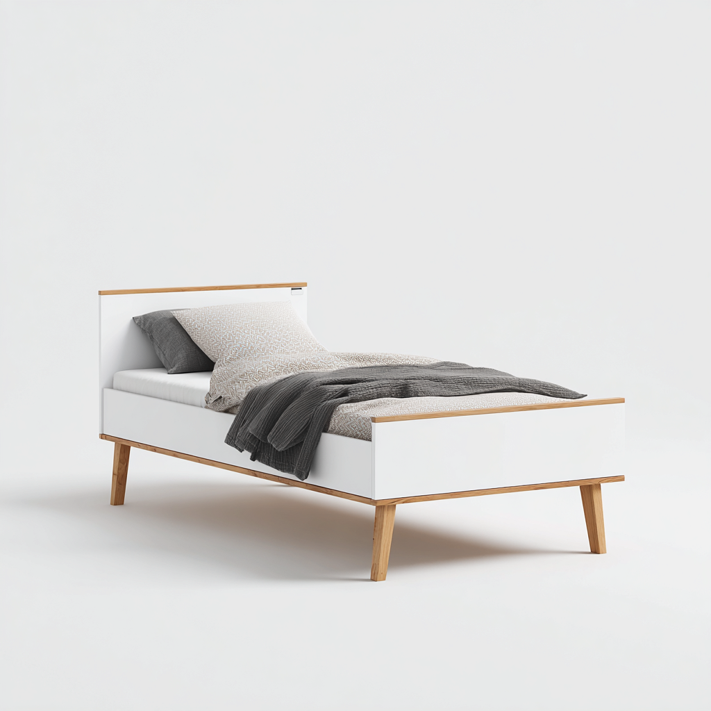 Lit enfant - bois - 160x75x85 cm - blanc - style scandinave-Dengetio
