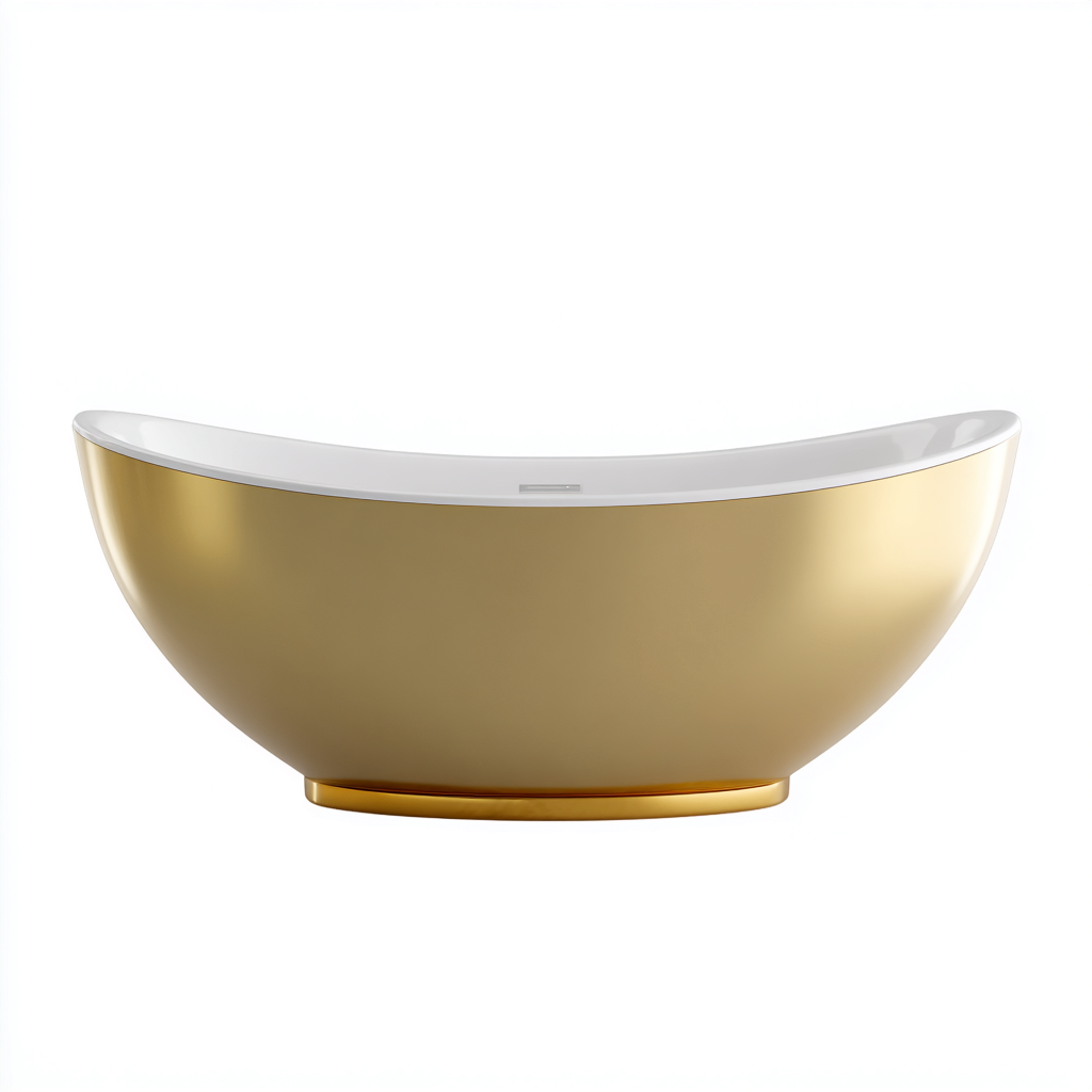 Baignoire-acrylique-metal-170x80x56 cm-blanc-or-design moderne-Dengetio