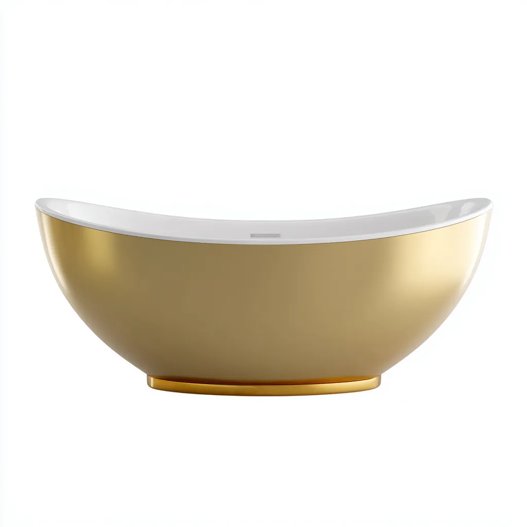 Baignoire-acrylique-metal-170x80x56 cm-blanc-or-design moderne-Dengetio