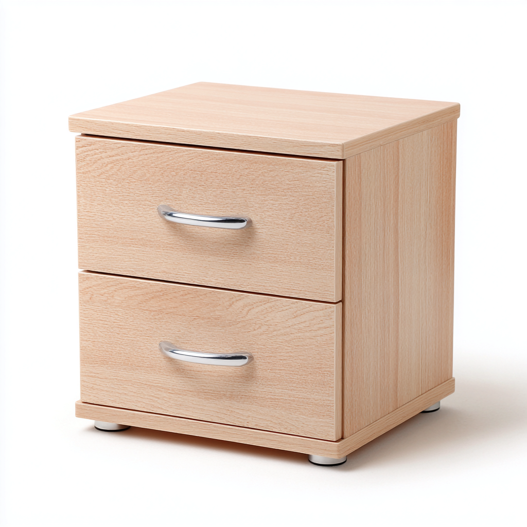 Table de chevet-MDF-44x38x52cm-bois clair-style moderne fonctionnel-Dengetio