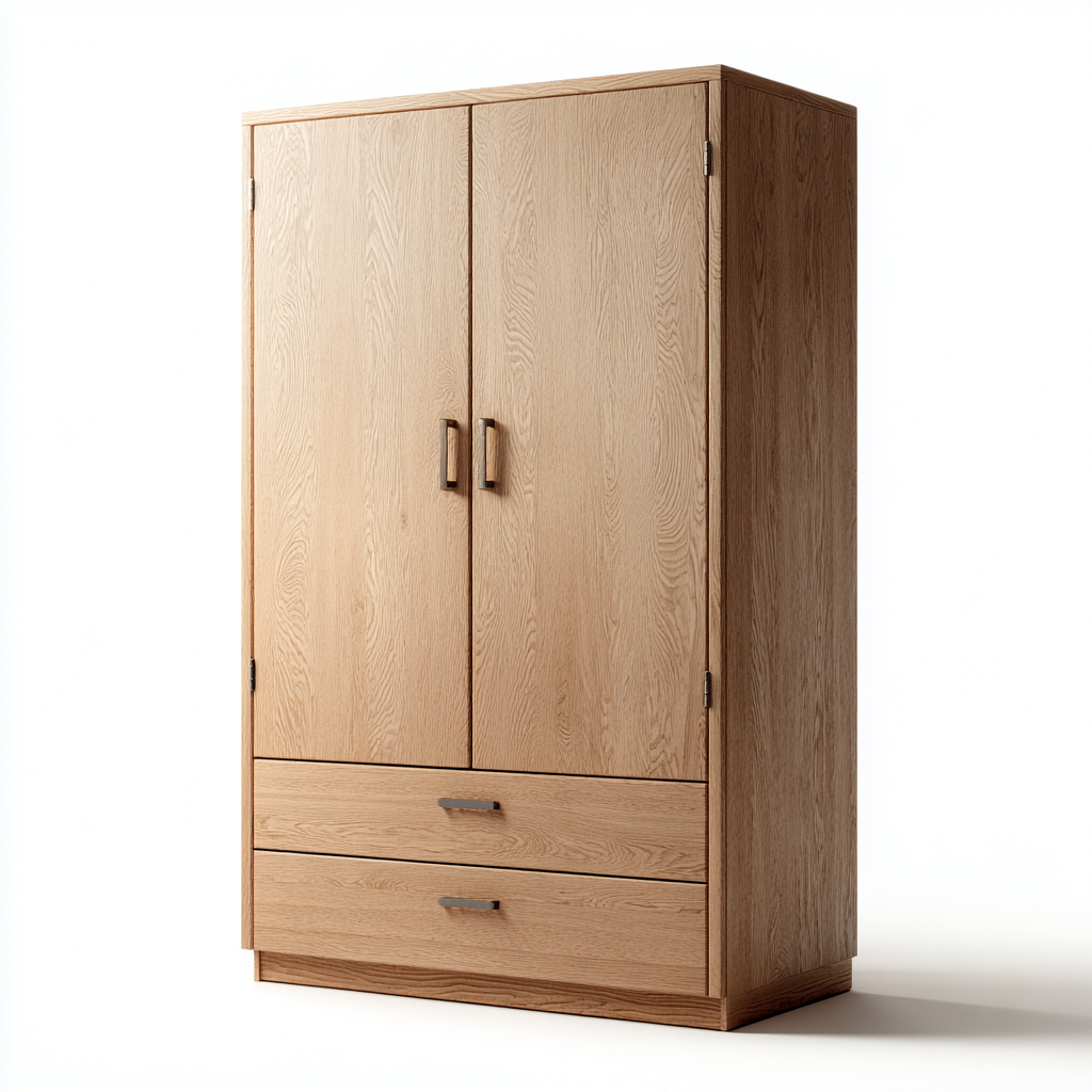 Armoire - Bois - 102x56x195 cm - Chêne naturel - Style classique-Dengetio