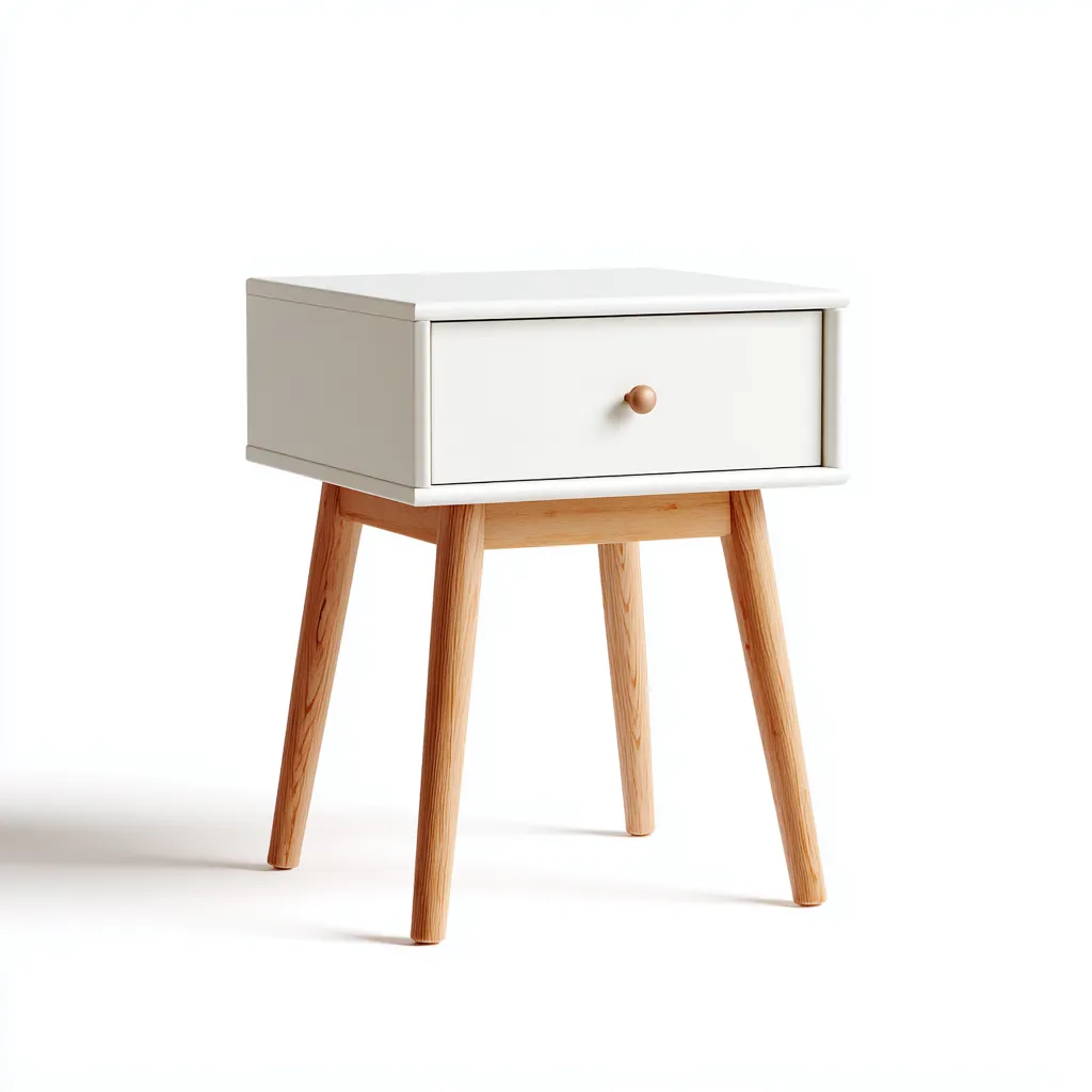 Table de chevet-bois massif-MDF-42x36x55cm-blanc-chene naturel-style scandinave-Dengetio
