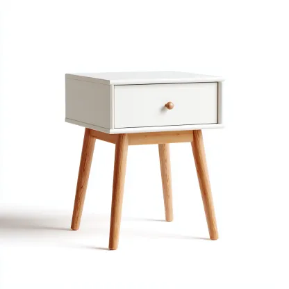 Table de chevet-bois massif-MDF-42x36x55cm-blanc-chene naturel-style scandinave-Dengetio