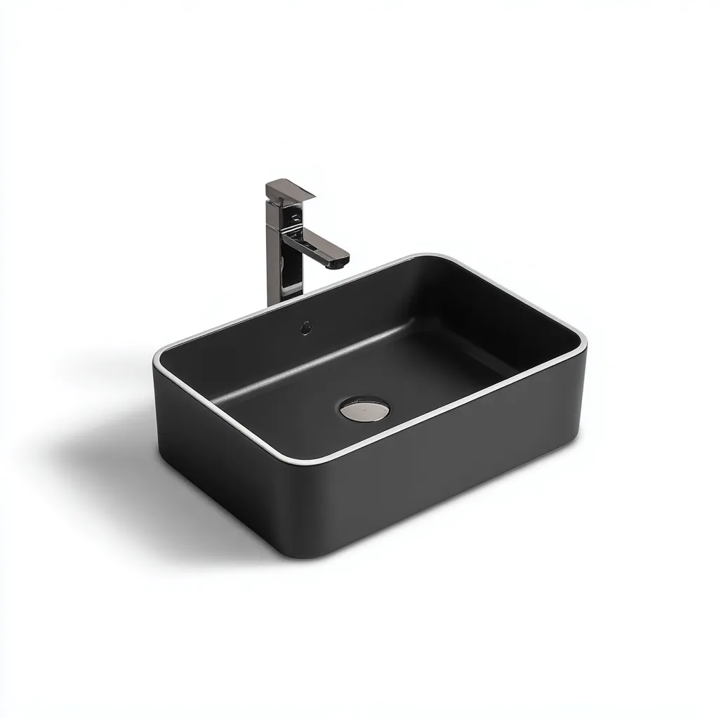 Lavabo-ceramique-52x37x14cm-noir-blanc-design moderne-Dengetio