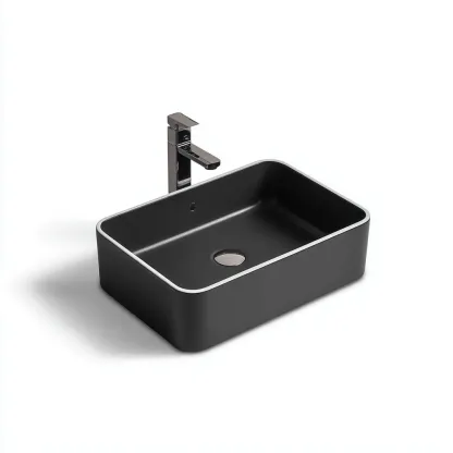 Lavabo-ceramique-52x37x14cm-noir-blanc-design moderne-Dengetio