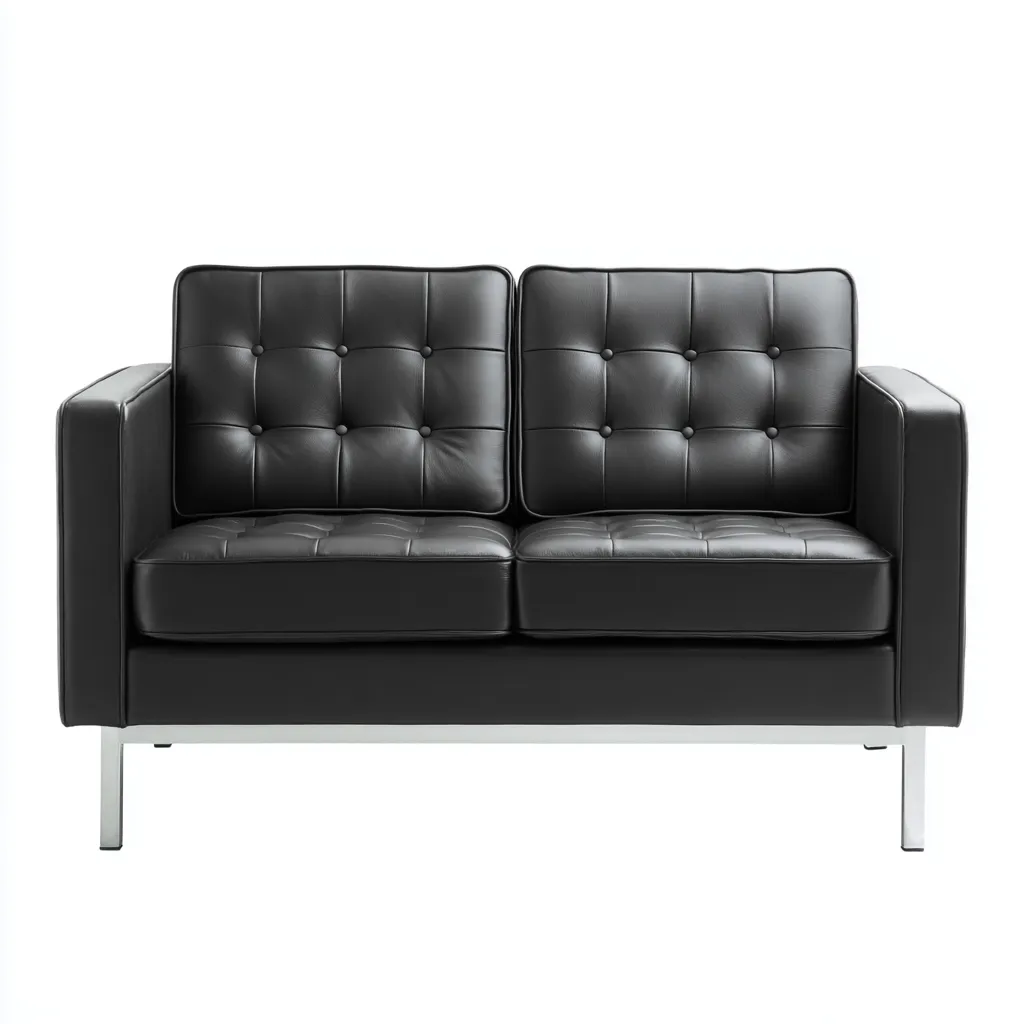 Canapé 2 places - cuir synthétique-métal - 160x88x82 cm - noir - style moderne pour salon-Dengetio