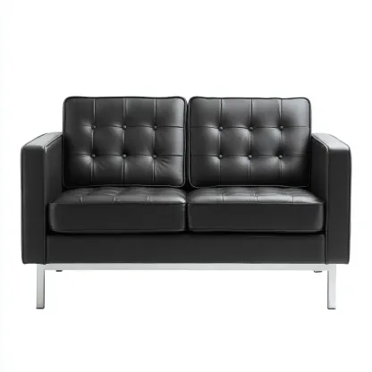 Canapé 2 places - cuir synthétique-métal - 160x88x82 cm - noir - style moderne pour salon-Dengetio