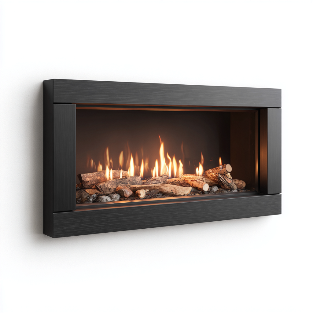 Cheminée électrique murale-metal-verre-132x15x54 cm-noir-design moderne-Dengetio