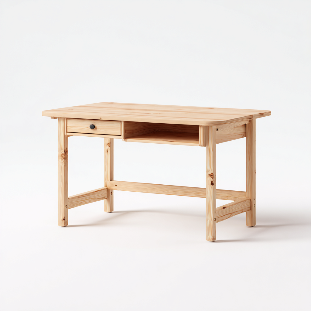 Bureau enfant-bois massif-110x55x72 cm-bois naturel-design fonctionnel minimaliste-Dengetio