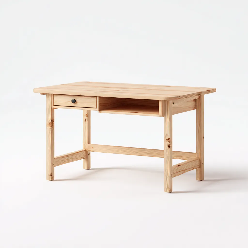 Bureau enfant-bois massif-110x55x72 cm-bois naturel-design fonctionnel minimaliste-Dengetio