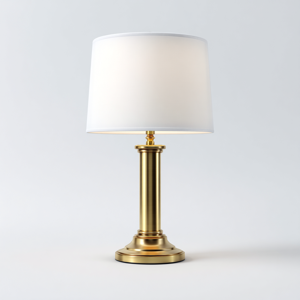 Lampe de table - métal-tissu - 27x27x60 cm - blanc-or - style moderne-Dengetio