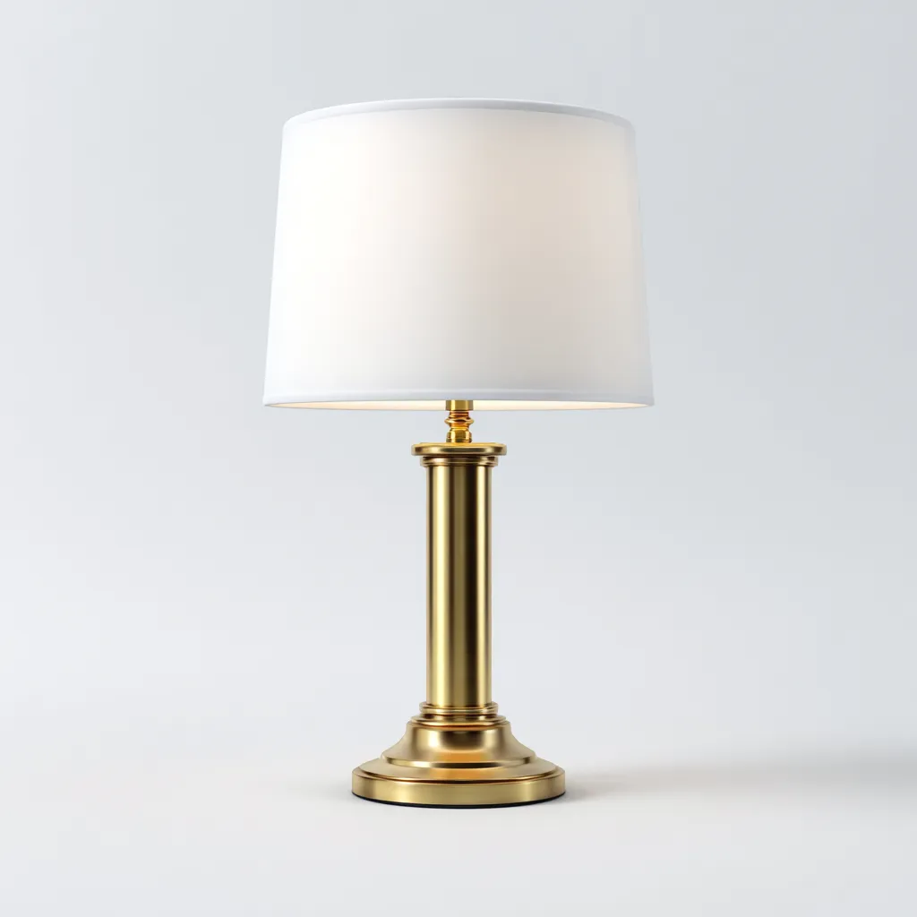 Lampe de table - métal-tissu - 27x27x60 cm - blanc-or - style moderne-Dengetio