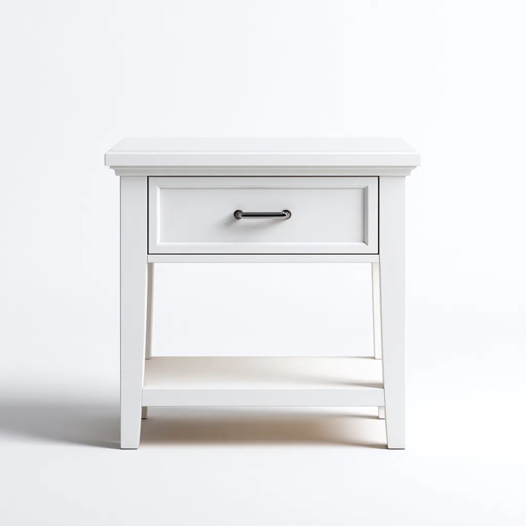 Table de chevet-bois peint-MDF-45x35x55cm-blanc-style classique moderne-Dengetio
