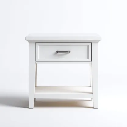 Table de chevet-bois peint-MDF-45x35x55cm-blanc-style classique moderne-Dengetio