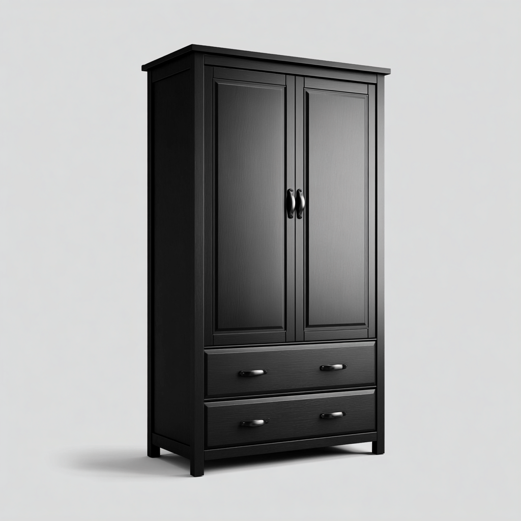 Armoire - Bois - 100x56x196 cm - Noir - Style classique-Dengetio