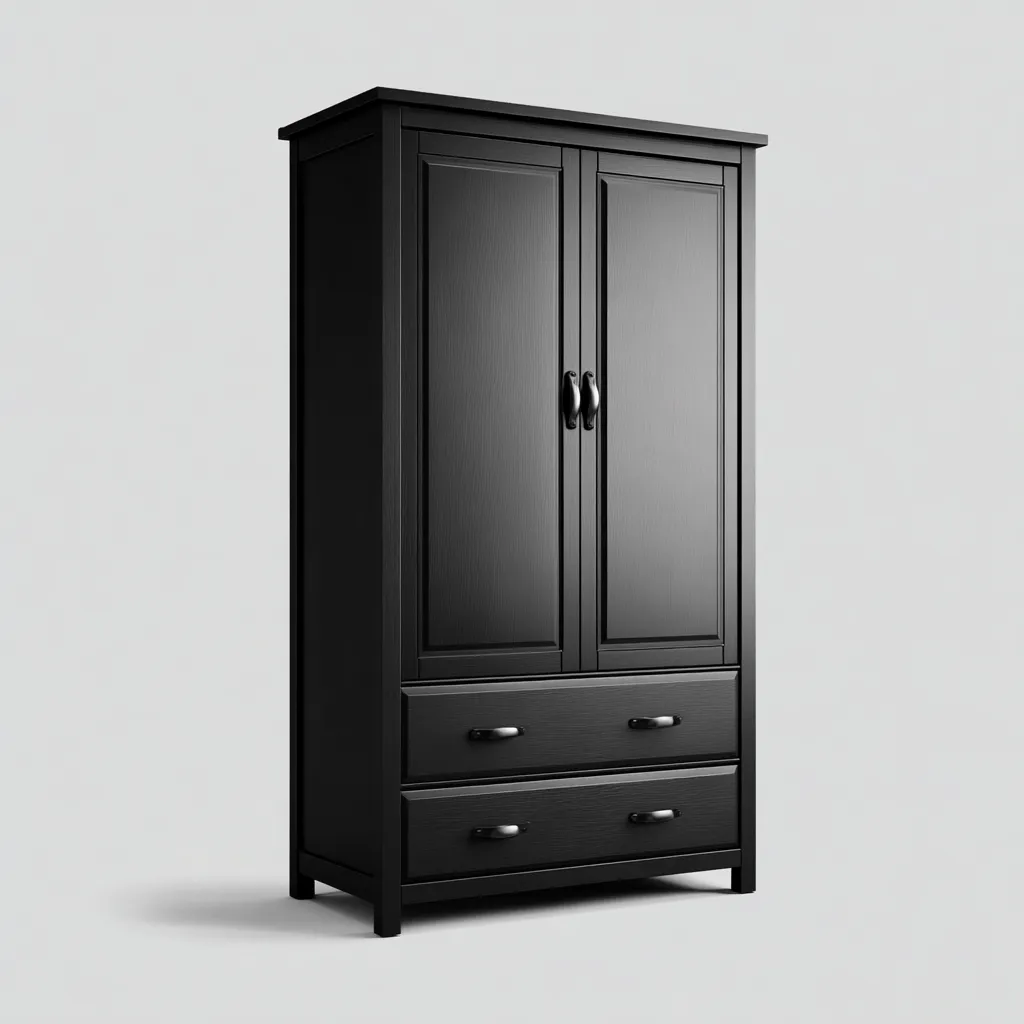 Armoire - Bois - 100x56x196 cm - Noir - Style classique-Dengetio