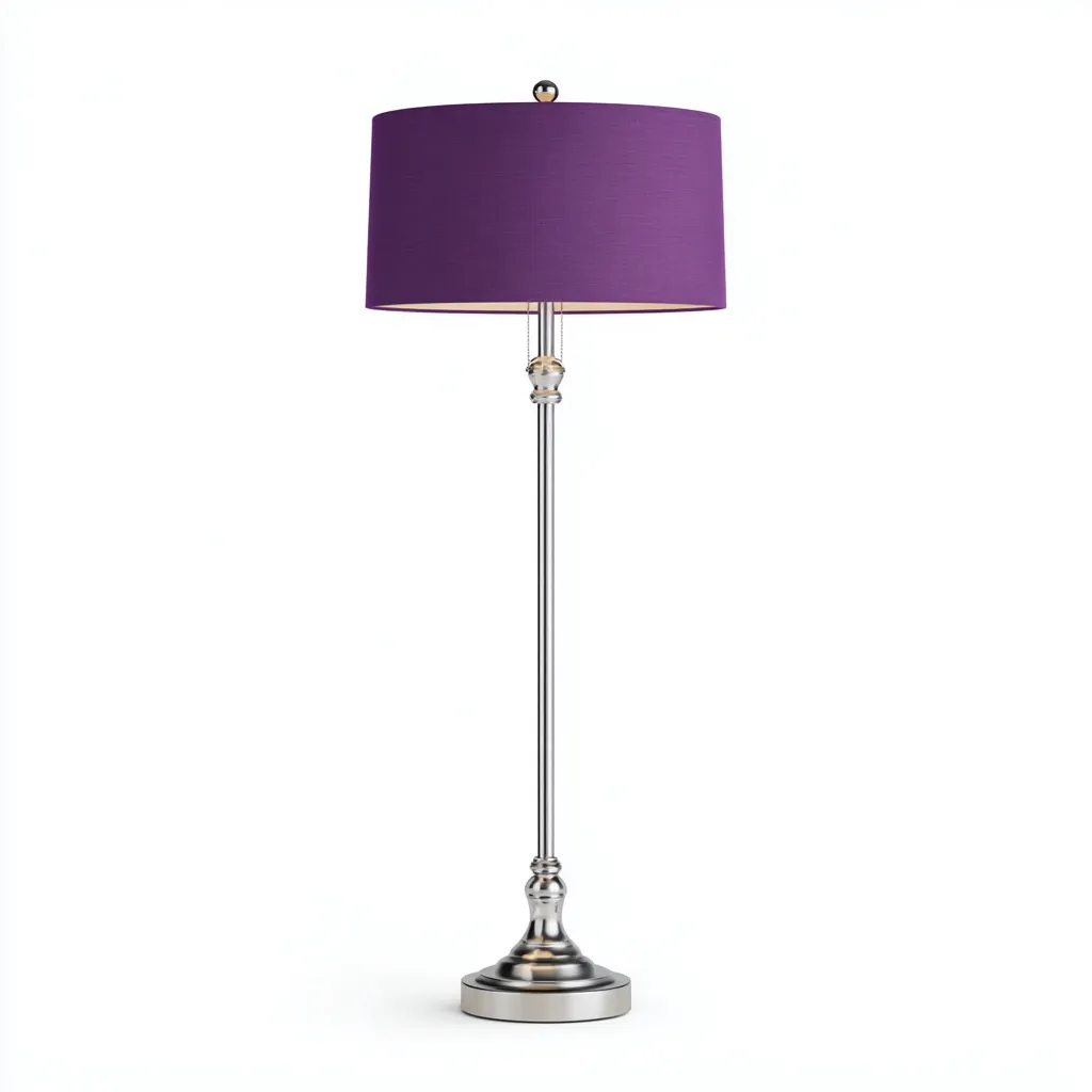 Lampadaire-Metal-Tissu-40x40x165 cm-Violet-Argent-Eclairage interieur style contemporain-Dengetio
