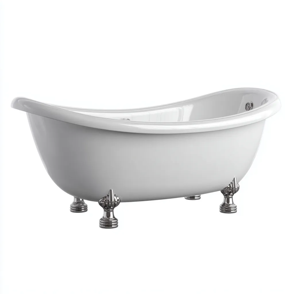 Baignoire-acrylique-metal-174x77x61 cm-blanc-design classique-Dengetio