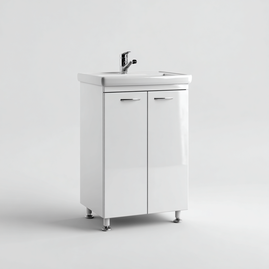 Meuble vasque-mdf-ceramique-60x45x85cm-blanc-style contemporain-Dengetio