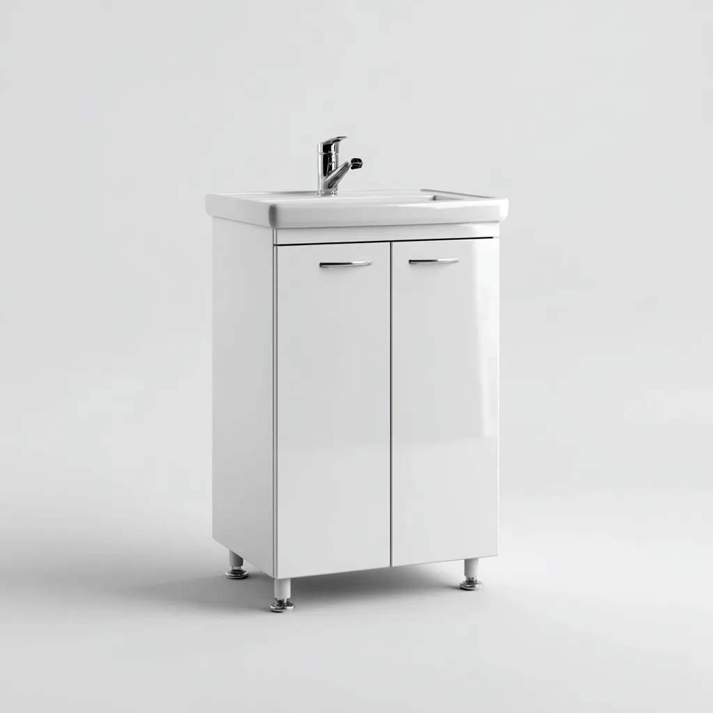 Meuble vasque-mdf-ceramique-60x45x85cm-blanc-style contemporain-Dengetio