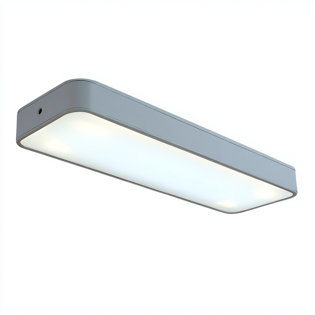 Plafonnier - métal - 60x18x6 cm - blanc-argent - style moderne-Dengetio