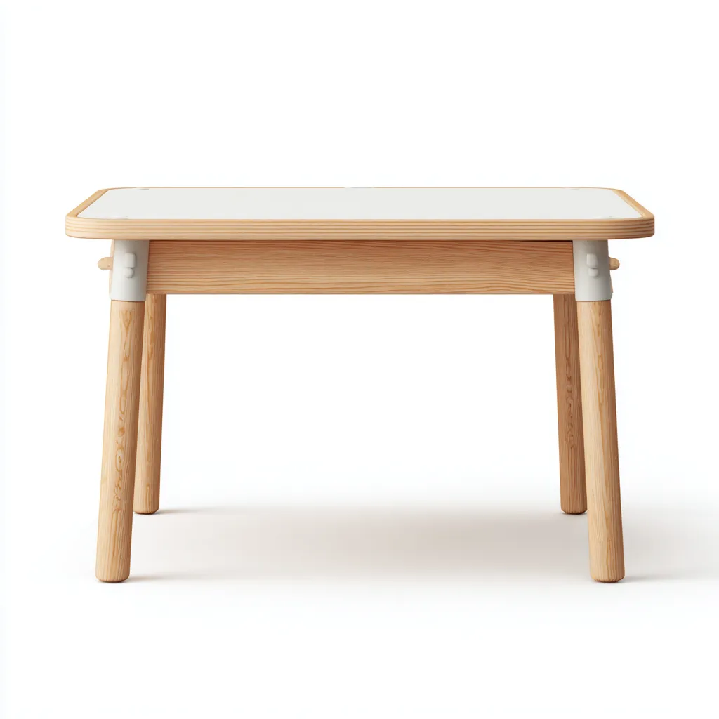 Bureau enfant-bois massif-MDF-102x56x70 cm-blanc-bois naturel-design sécurisé minimaliste-Dengetio