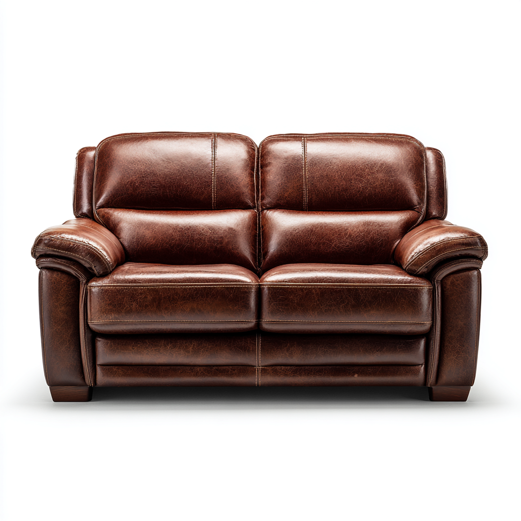 Canapé 2 places - cuir - 158x89x84 cm - marron - style classique pour salon-Dengetio