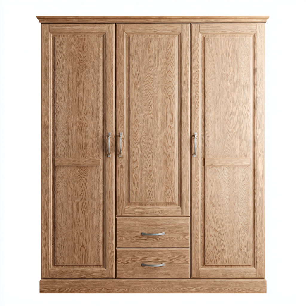 Armoire - bois - 150x58x200 cm - bois naturel - style classique-Dengetio