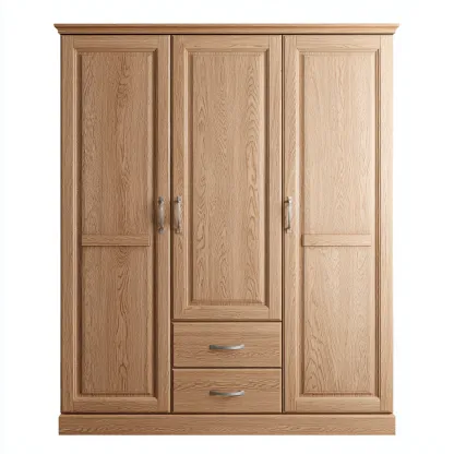 Armoire - bois - 150x58x200 cm - bois naturel - style classique-Dengetio