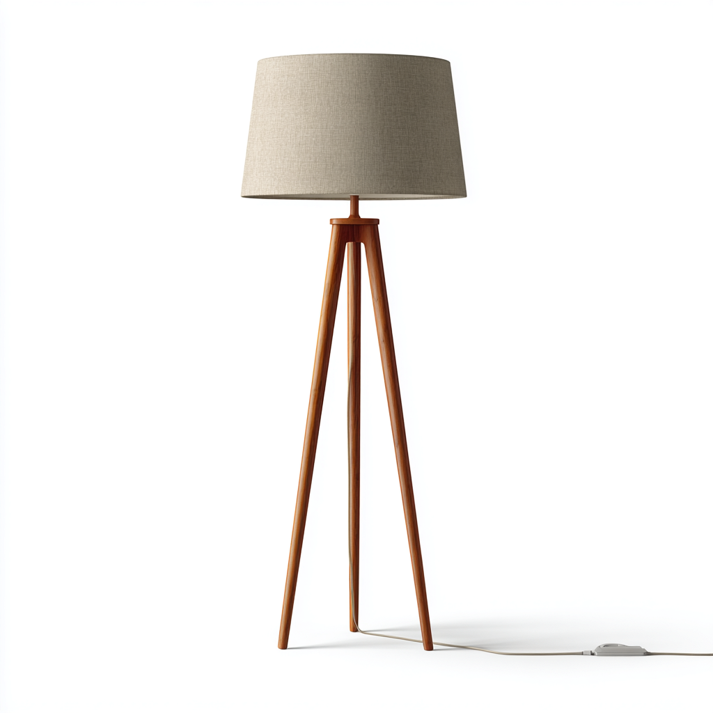 Lampadaire-Bois-Tissu-45x45x155 cm-Beige-Bois naturel-Eclairage interieur style scandinave-Dengetio