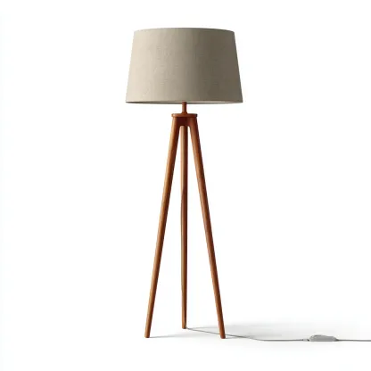 Lampadaire-Bois-Tissu-45x45x155 cm-Beige-Bois naturel-Eclairage interieur style scandinave-Dengetio