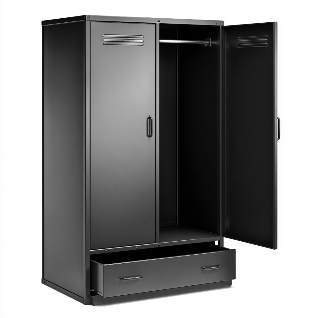 Armoire - Métal - 92x54x186 cm - Noir - Style industriel-Dengetio