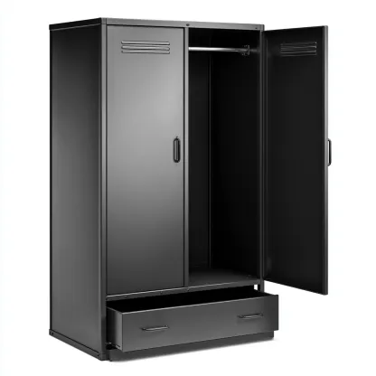 Armoire - Métal - 92x54x186 cm - Noir - Style industriel-Dengetio