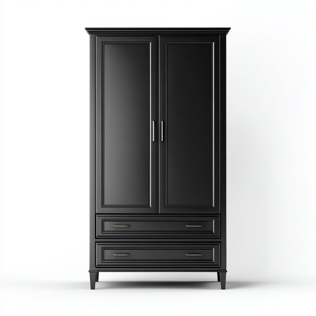 Armoire - Bois - 104x57x198 cm - Noir - Style classique-Dengetio