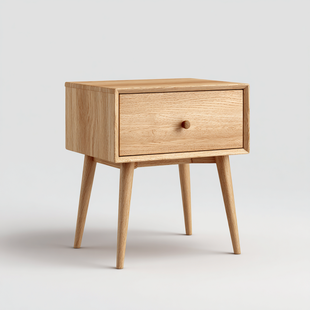 Table de chevet-bois massif-42x34x54cm-chene clair-style scandinave-Dengetio