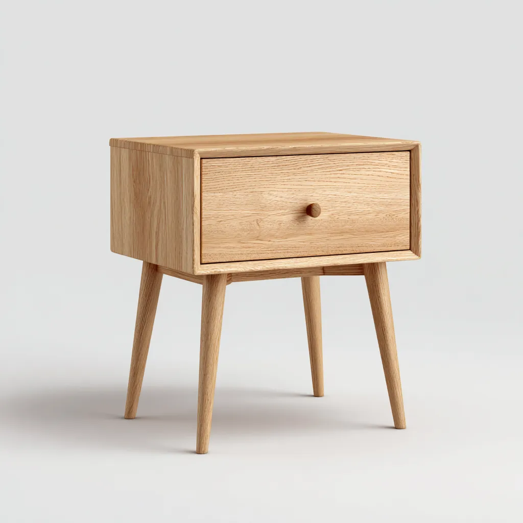 Table de chevet-bois massif-42x34x54cm-chene clair-style scandinave-Dengetio