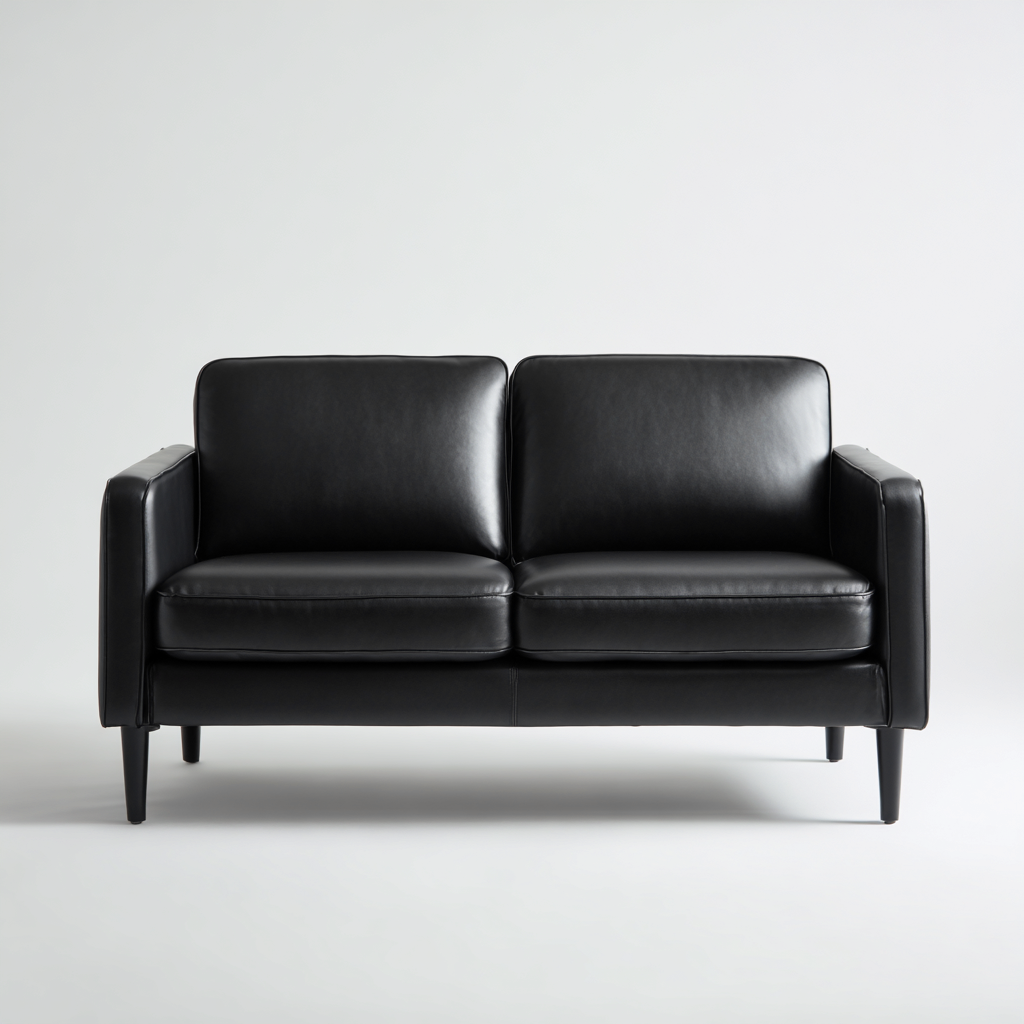 Canapé 2 places - cuir - 162x90x84 cm - noir - style moderne pour salon-Dengetio