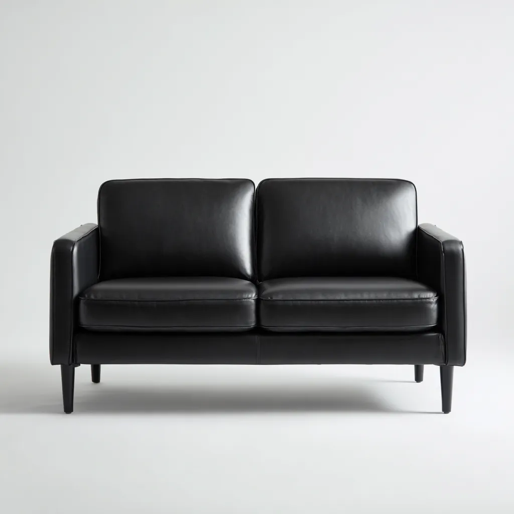 Canapé 2 places - cuir - 162x90x84 cm - noir - style moderne pour salon-Dengetio