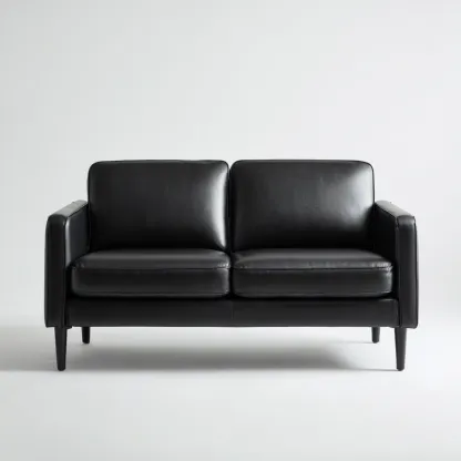 Canapé 2 places - cuir - 162x90x84 cm - noir - style moderne pour salon-Dengetio