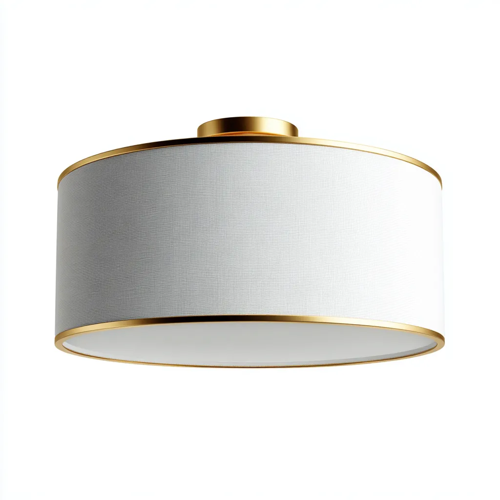 Plafonnier - tissu-métal - 42x42x16 cm - blanc-or - style moderne-Dengetio