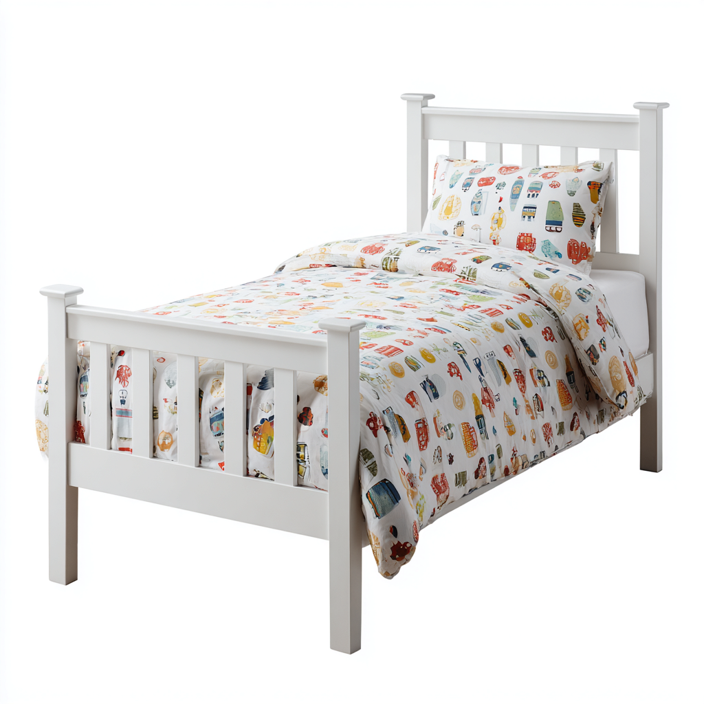 Lit enfant - bois - 160x75x90 cm - blanc - style classique-Dengetio