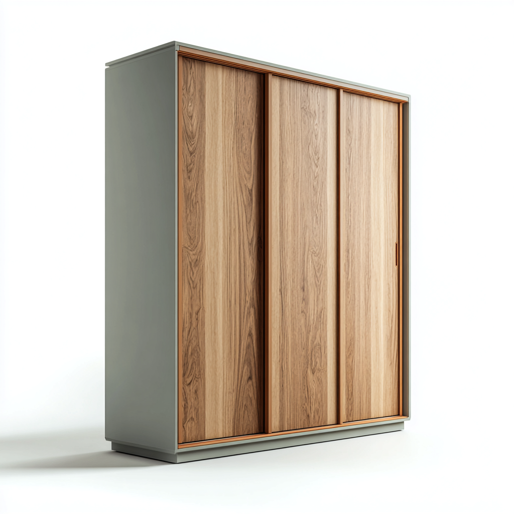 Armoire - bois - 180x62x205 cm - gris-bois naturel - style moderne-Dengetio