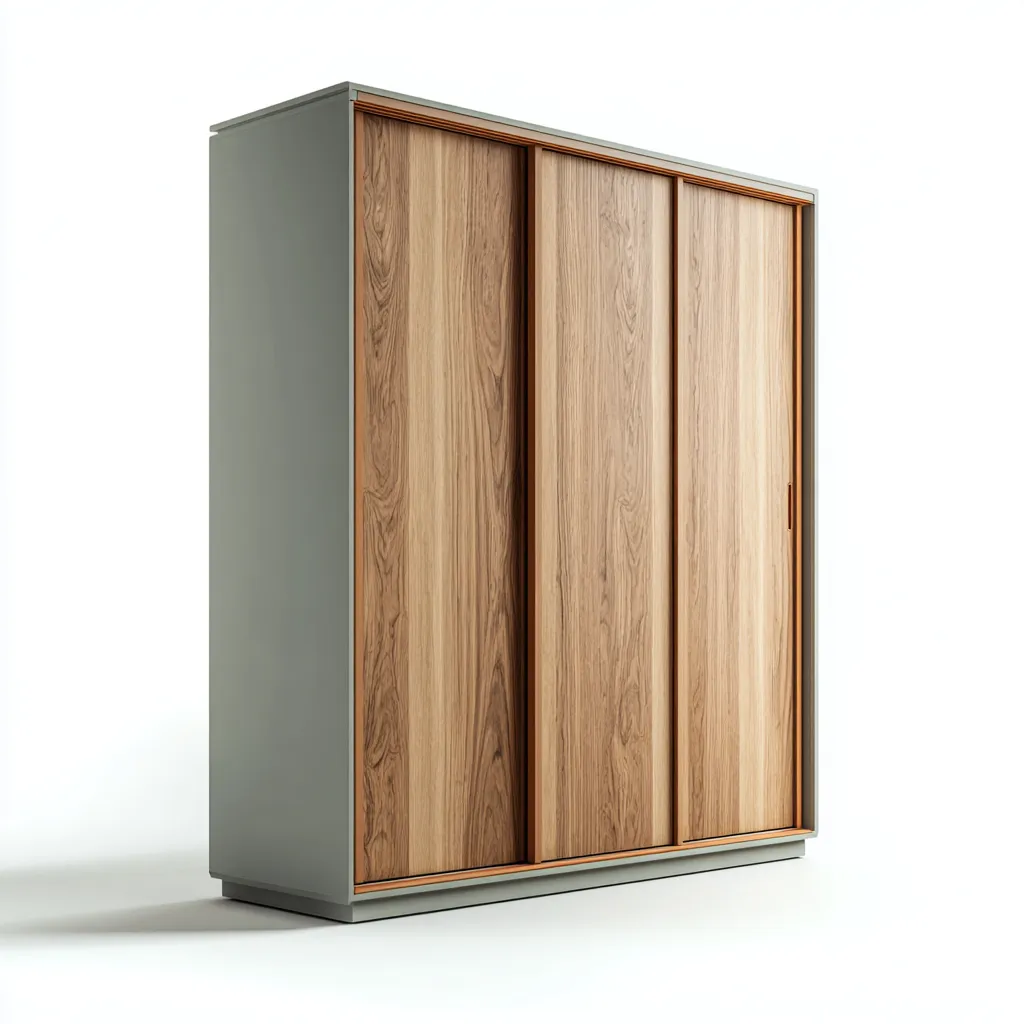 Armoire - bois - 180x62x205 cm - gris-bois naturel - style moderne-Dengetio