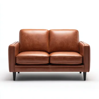 Canapé 2 places - cuir synthétique - 156x86x83 cm - marron cognac - style contemporain pour salon-Dengetio