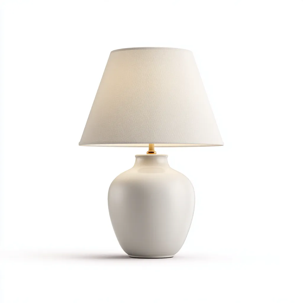 Lampe de table - céramique-tissu-métal - 28x28x52 cm - blanc - style moderne-Dengetio