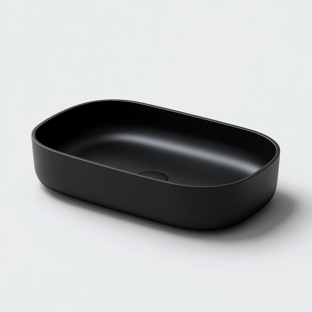 Lavabo-ceramique-54x36x13cm-noir-design minimaliste-Dengetio