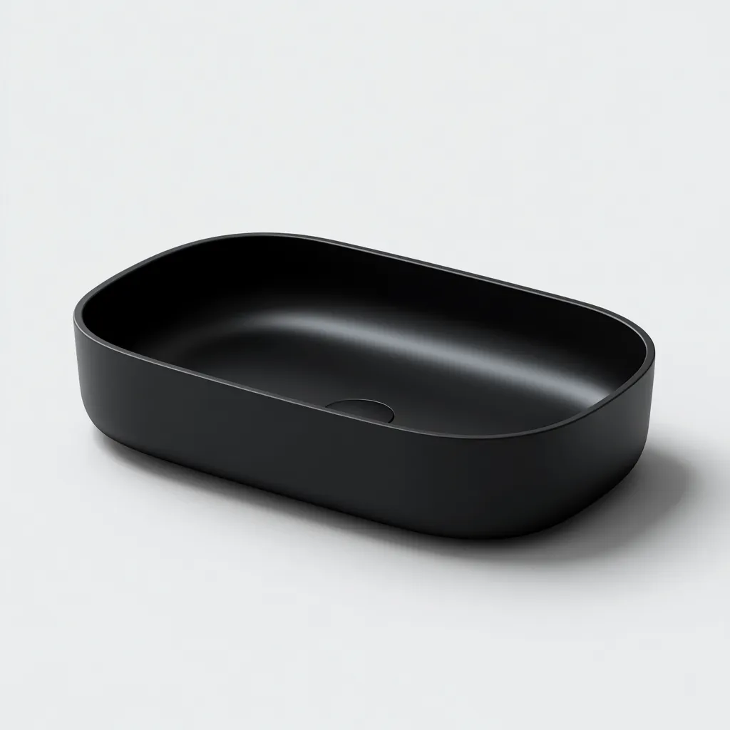 Lavabo-ceramique-54x36x13cm-noir-design minimaliste-Dengetio