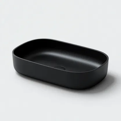 Lavabo-ceramique-54x36x13cm-noir-design minimaliste-Dengetio