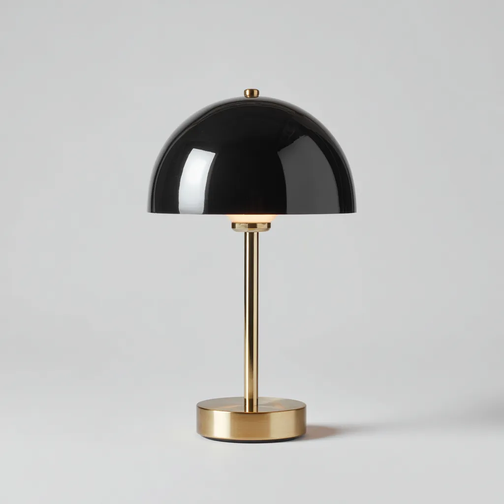 Lampe de table - métal - 28x28x52 cm - noir-or - style contemporain-Dengetio